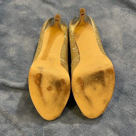 Guess Gold metallic sequin peep toe stiletto 8 - Picture 7 of 8